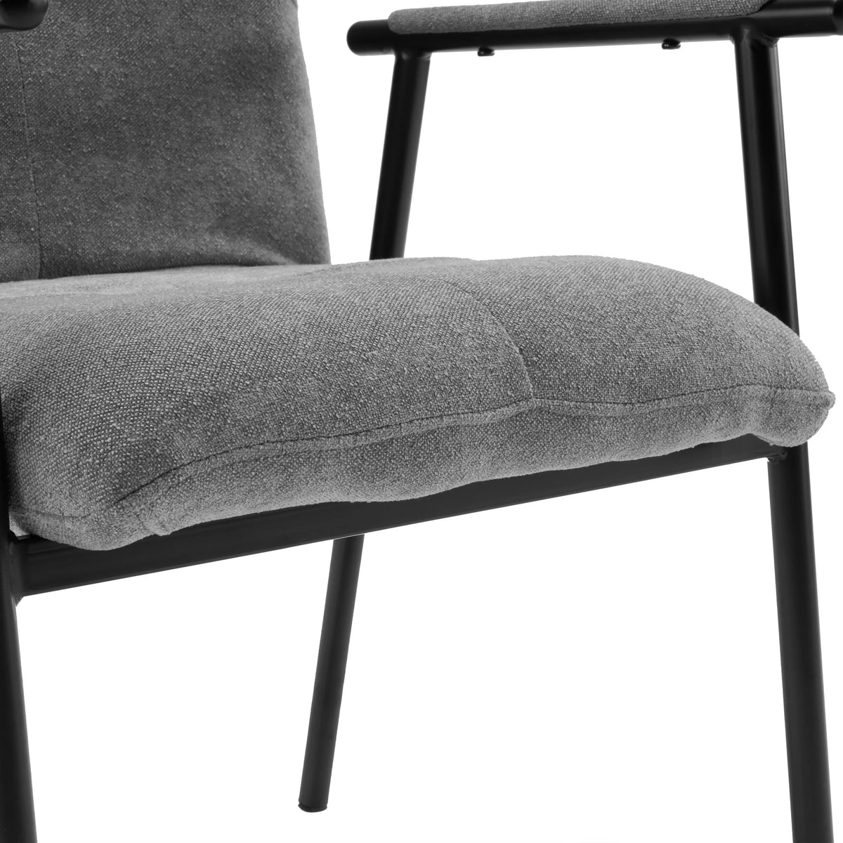 Graue Stoffpolsterung der Sitzfläche des Polsterstuhls Lifea Flex mit schwarzem Gestell von hjh LIVING