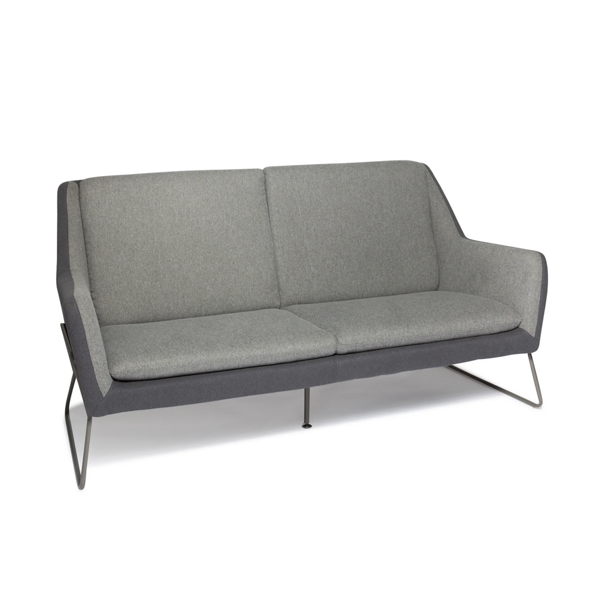 Hellgraues Loungesofa LAGUN mit dunkelgrauen Akzenten und schlanken Metallfüßen von hjh OFFICE – 360-Grad-Ansicht (Seitenprofil 90°)