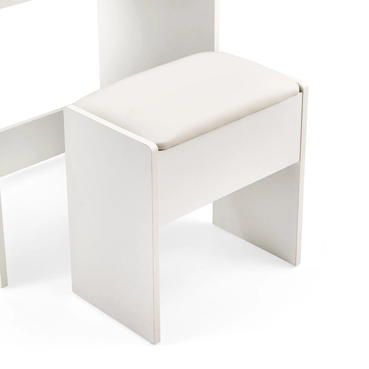 Weißer Hocker mit gepolsterter Sitzfläche des Schminkspiegels Glamdesk von hjh LIVING
