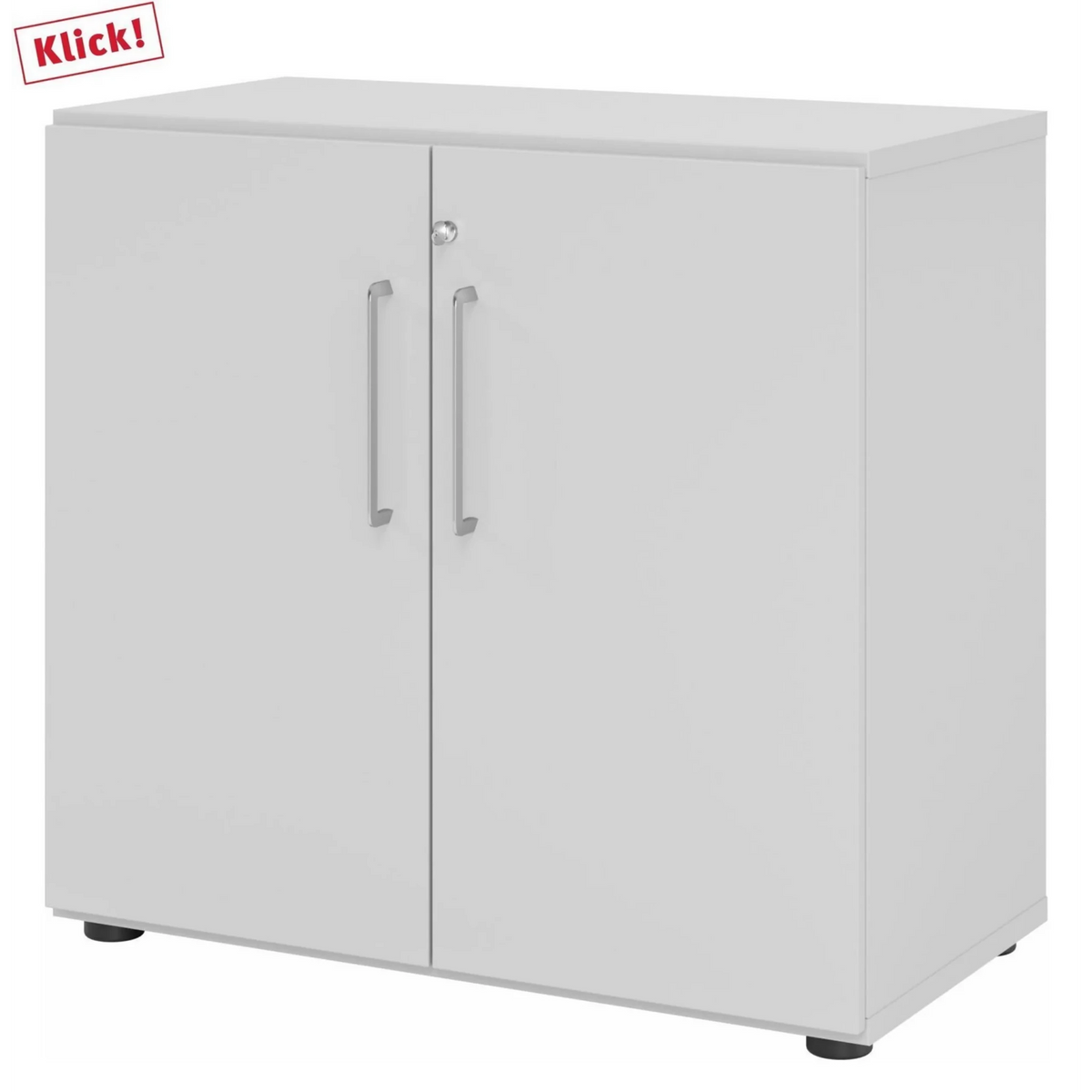 Grauer Schrank BETA 9 mit zwei Türen und silbernen Griffen von hjh OFFICE PRO