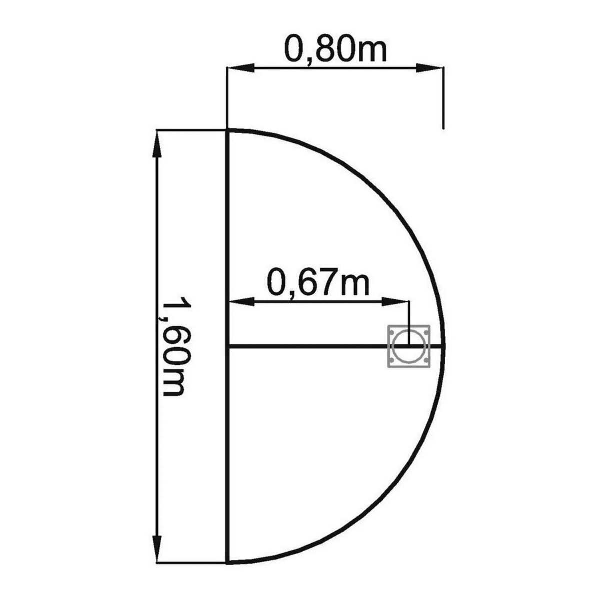 Technische Zeichnung des Ansatztischs HA60 / HA80 / HA160 mit 1,60 × 0,80 m von hjh OFFICE PRO
