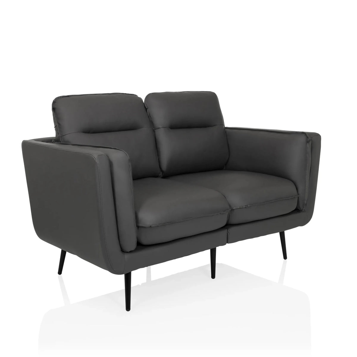 Graues Loungesofa VINTALUX mit zwei Sitzplätzen und schlanken schwarzen Beinen von hjh LIVING