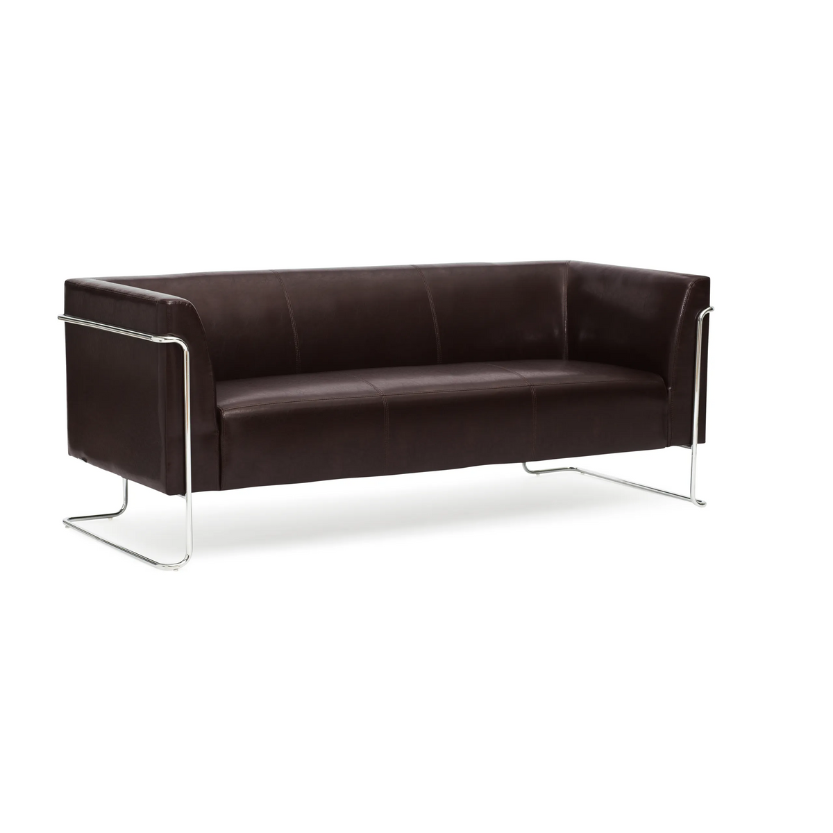 Braunes Loungesofa CURACAO als Drei-Sitzer mit verchromtem Gestell von hjh OFFICE – 360-Grad-Ansicht (Seitenprofil 270°)