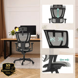 Verstellbare Kopfstütze und Lendenwirbelstütze des Luxus-Chefsessels ERGOHUMAN SLIM ECO M GEN2 in Schwarz von hjh OFFICE