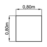 Technische Zeichnung des Schreibtischs UNDA 8 S mit 0,80 x 0,80 m von hjh OFFICE PRO