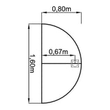 Technische Zeichnung des Ansatztisches RA60 G / RA80 G / RA160 G mit 1,60 × 0,80 m von hjh OFFICE PRO