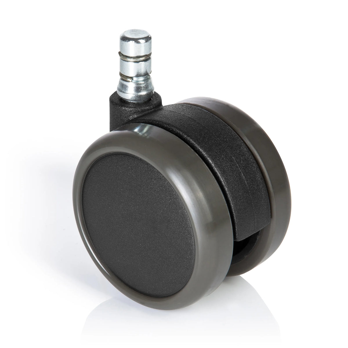 Schwarze Stuhlrolle 5x ROLO No-Noise 11mm/65mm für Hartböden mit silberfarbenem Metallstift von hjh OFFICE – 360-Grad-Ansicht (Frontansicht 0°)