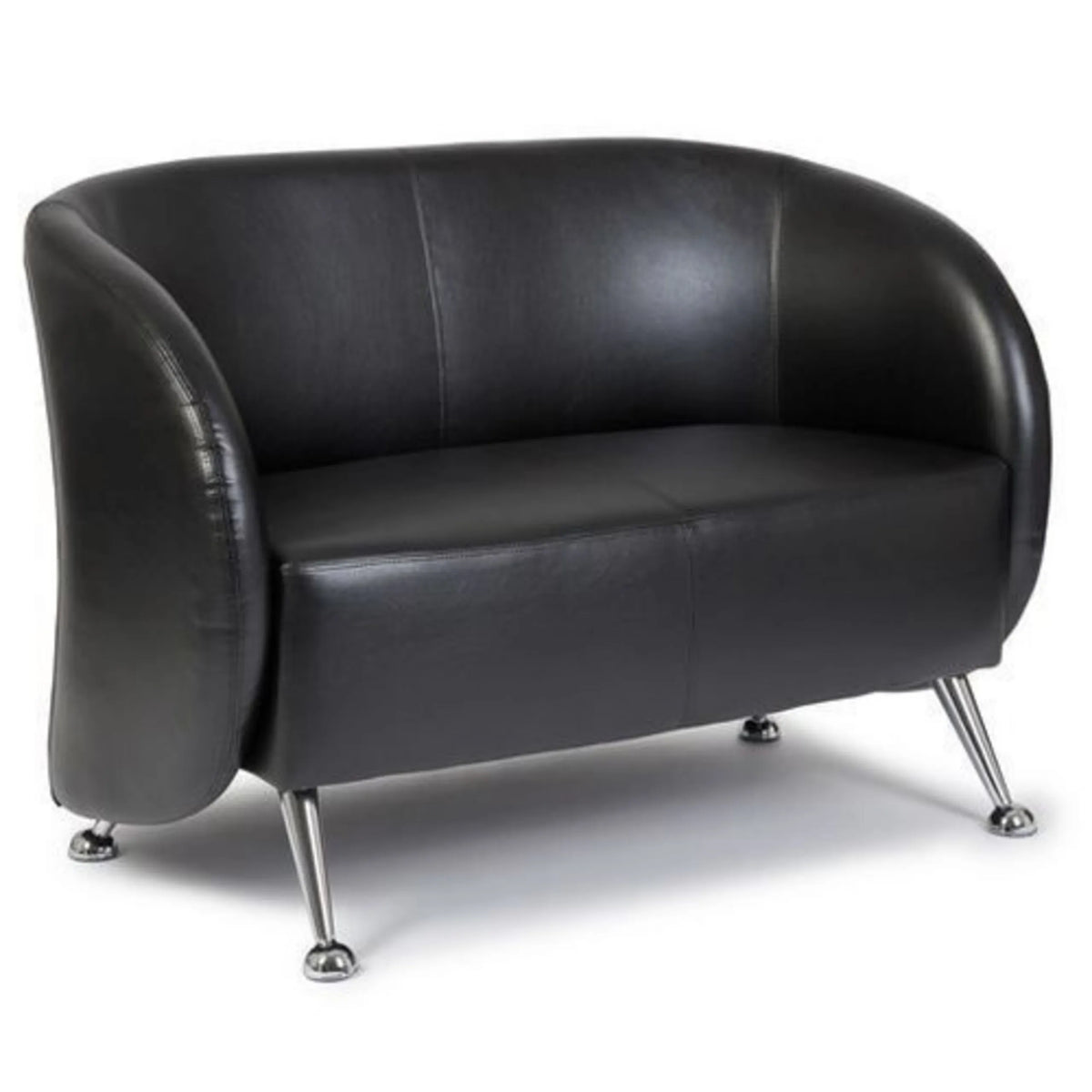 Schwarzes Loungesofa ST. LUCIA als Zwei-Sitzer mit glänzenden Metallfüßen von hjh OFFICE