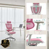 Verstellbare Funktionen des Luxus-Chefsessels ERGOHUMAN SLIM G GEN2 in Rosa von hjh OFFICE (KI-generiertes Bild)