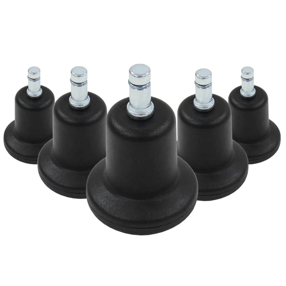 Fünf schwarze Stuhlgleiter 5 x STAND Nr. 11 mit silberfarbenen Metallstiften von hjh OFFICE