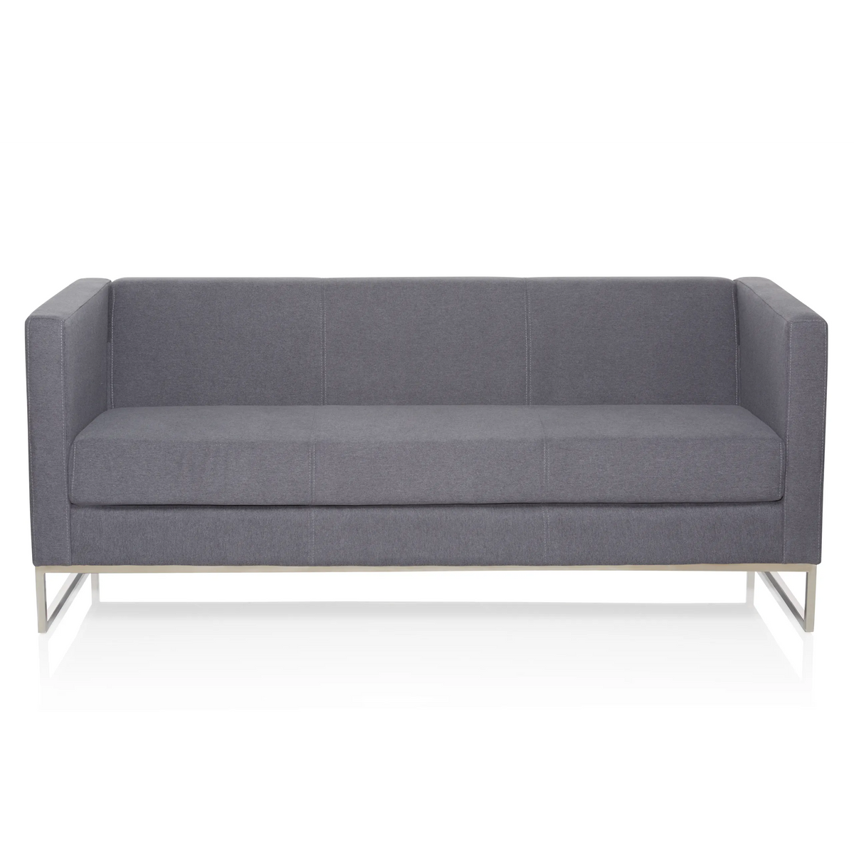 Dunkelgraues Loungesofa BARBADOS als Drei-Sitzer mit Metallgestell von hjh OFFICE – 360-Grad-Ansicht (Frontansicht 0°)