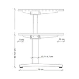 Maßzeichnung des höhenverstellbaren Schreibtischs XBHM 16 GC mit einer Höhe von 65-130 cm von hjh OFFICE PRO