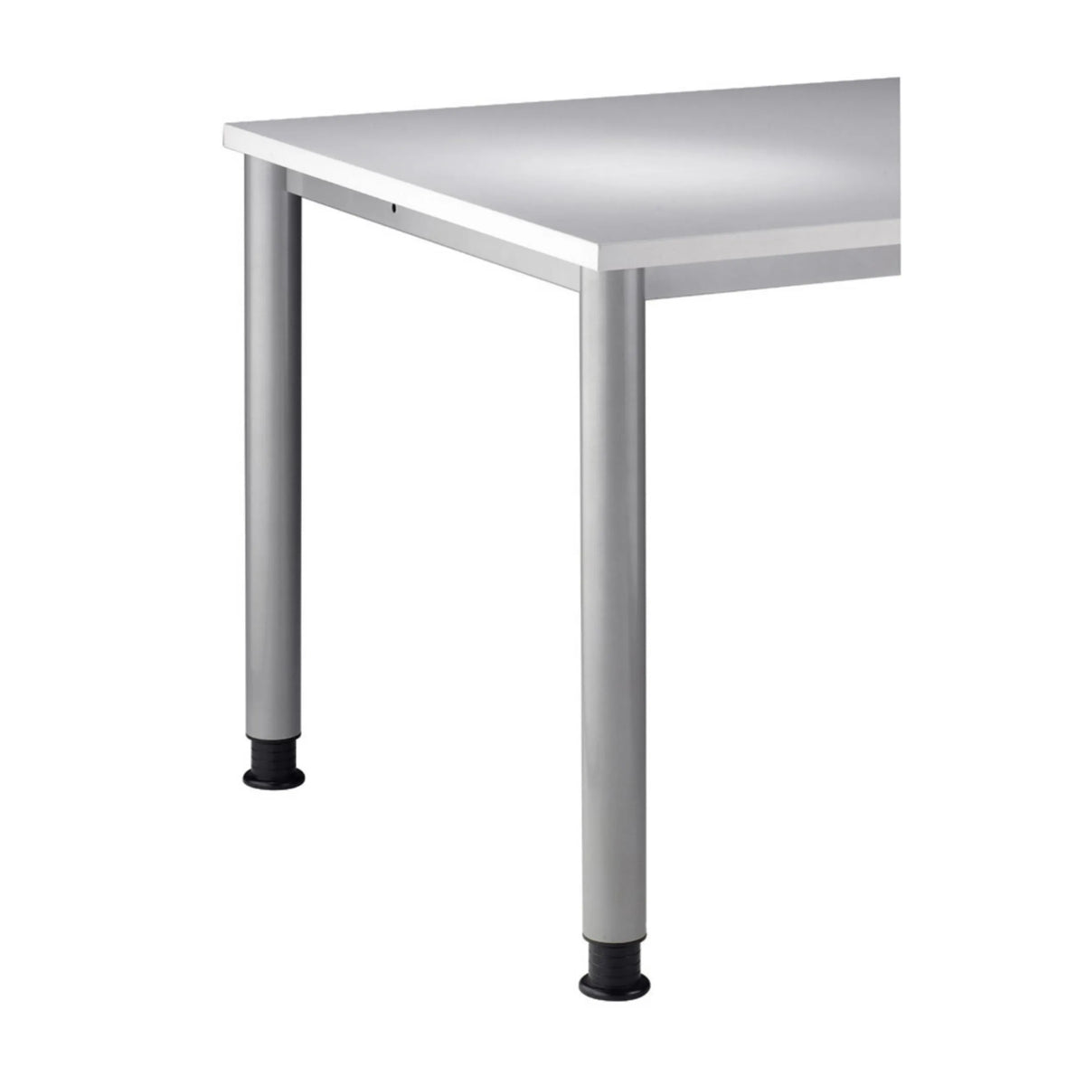 Höhenverstellbarer Schreibtisch HILO 12 S aus Asteiche mit silbernen Beinen von hjh OFFICE PRO