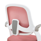 Rückseite der rosa Netzlehne mit weißem Rahmen des Kinderdrehstuhls Kiddy Smart Step von hjh OFFICE