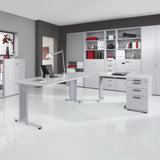 Schreibtisch NANO 16 S in Grau und Silber mit Maßen 160 × 80 cm in einem modernen Büroraum von hjh OFFICE PRO