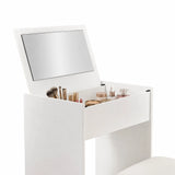 Geöffneter Schminkspiegel Glamdesk in Weiß mit integriertem Fach für Make-up-Utensilien von hjh LIVING