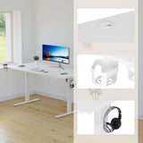 Kabeldurchlass, Becherhalter und Kopfhörerhalter am Schreibtisch Worktime in Weiß von hjh OFFICE