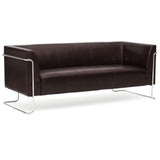 Braunes Loungesofa CURACAO als Drei-Sitzer mit verchromtem Rohrgestell von hjh OFFICE