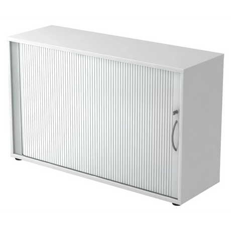 Weißer Rollladenschrank BETA R 1732S mit metallischem Bogengriff von hjh OFFICE PRO