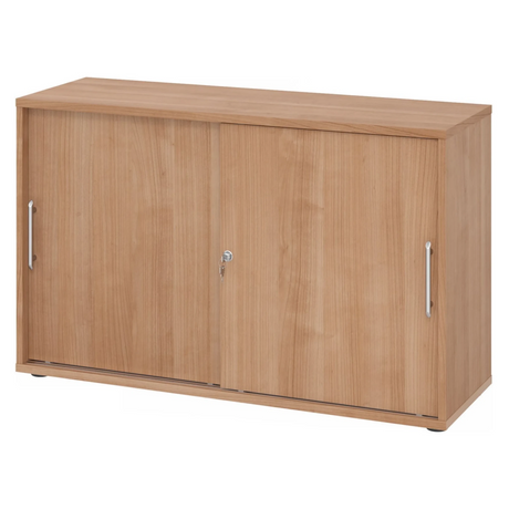 Schiebetürenschrank BETA S 1752S in Holzoptik mit zwei Relinggriffen und Schloss von hjh OFFICE PRO
