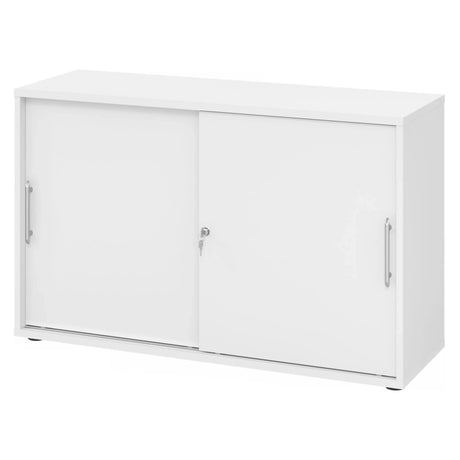 Weißer Schiebetürenschrank BETA S 1752S mit Relinggriffen und Schloss von hjh OFFICE PRO