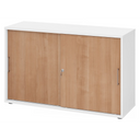 Schiebetürenschrank BETA S 1752S in Weiß und Nussbaum mit Metallgriffen von hjh OFFICE PRO