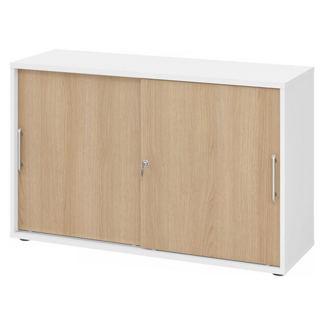 Schiebetürenschrank BETA S 1752S in Weiß und Eiche mit Relinggriffen von hjh OFFICE PRO