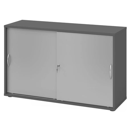 Schiebetürenschrank BETA S 1752S in Graphit und Silber mit zwei Bogengriffen von hjh OFFICE PRO