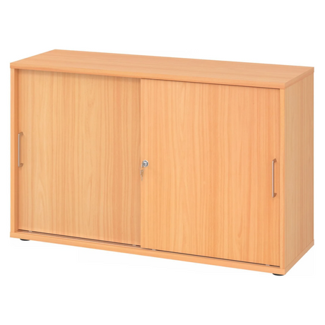 Schiebetürenschrank BETA S 1752S in Buche-Optik mit zwei Metallgriffen von hjh OFFICE PRO