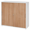 Schiebetürenschrank BETA S 1753S in Weiß und Nussbaum mit Metallgriffen von hjh OFFICE PRO