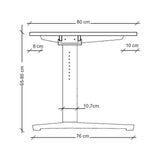 Maßzeichnung des höhenverstellbaren Schreibtischs XTRA XB 16 WW mit einer Breite von 80 cm von hjh OFFICE PRO