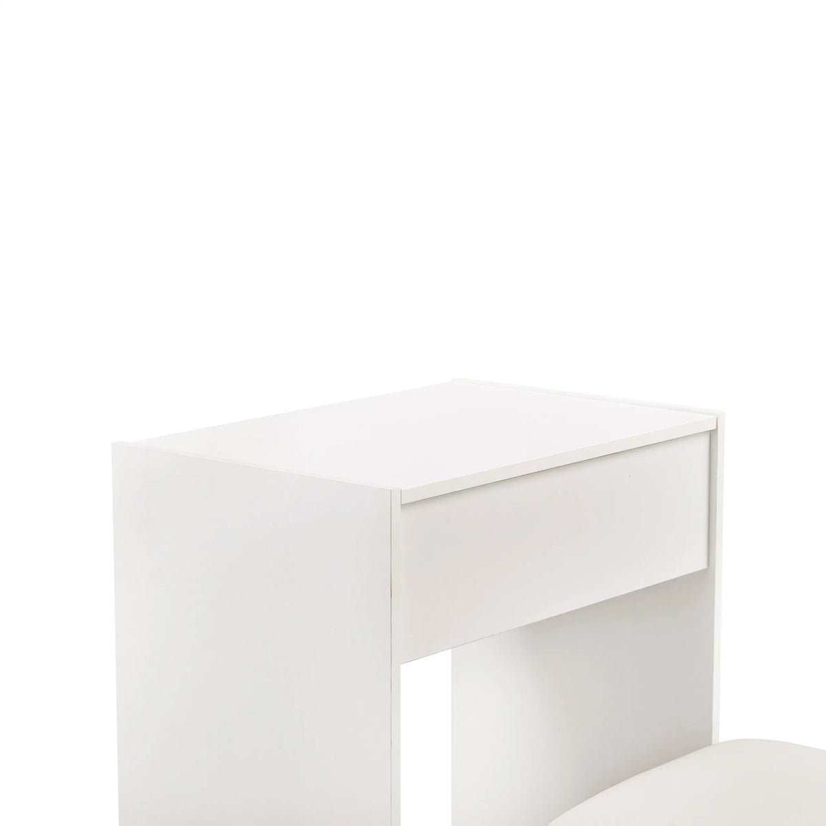 Weiße Tischplatte mit einer Schublade des Schminkspiegels Glamdesk von hjh LIVING