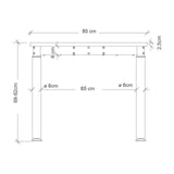 Maßzeichnung des Schreibtischs YAMA 16 G mit einer Breite von 80 cm und Höhe von 68-82 cm von hjh OFFICE PRO
