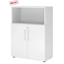 Weißer Aktenschrank FlexWall mit offenem Fach, zwei Türen und Stellfüßen von hjh OFFICE PRO