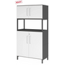 Aktenschrank FlexWall in Graphit und Weiß mit zwei Türen, offenem Fach und Sockelgestell von hjh OFFICE PRO