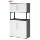 Aktenschrank FlexWall in Graphit und Weiß mit zwei Türen, offener Rahmen und Stellfüßen von hjh OFFICE PRO