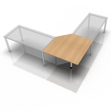 Trapezschreibtisch HT12 mit einer eichenfarbenen Platte und weißen Beinen von hjh OFFICE PRO