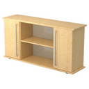 Sideboard KAPA SB in Ahorn-Optik mit zwei Türen, offenen Regalfächern und Chromgriffen von hjh OFFICE PRO