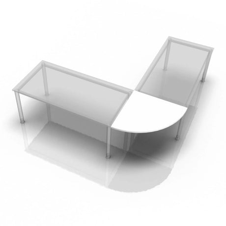 Weißer Eckschreibtisch KONTOR KP 91 mit einer abgerundeten Ecke und Metallbeinen von hjh OFFICE PRO