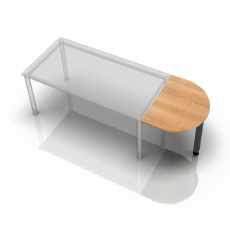 Ansatztisch LA60 G / LA80 G / LA160 G mit halbkreisförmiger Platte in Nussbaum-Optik und Metallgestell von hjh OFFICE PRO