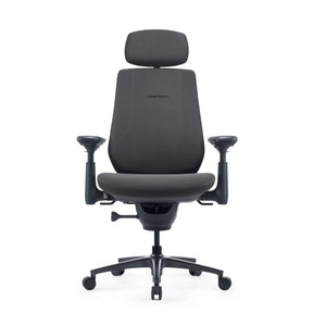 Bürostuhl LiberNovo Maxis Airflow in Graphit mit Kopfstütze, Armlehnen und fünf Rollen von Libernovo
