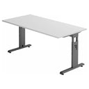 Höhenverstellbarer Schreibtisch MEGA 16 G mit grauer Tischplatte und graphitfarbenem Gestell von hjh OFFICE PRO