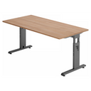 Höhenverstellbarer Schreibtisch MEGA 16 G mit Nussbaum-Platte und graphitfarbenem Gestell von hjh OFFICE PRO