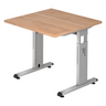 Höhenverstellbarer Schreibtisch MEGA 8 S mit nussbaumfarbener Platte und silbernem Gestell von hjh OFFICE PRO