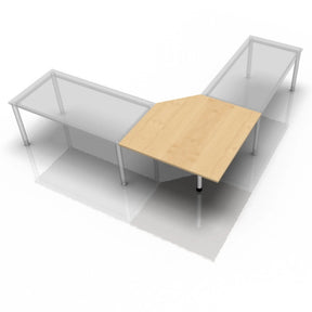 Trapezplatte QT12 in Ahorn-Optik mit silbernen Metallbeinen von hjh OFFICE PRO