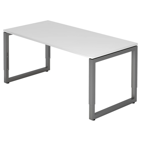 Höhenverstellbarer Schreibtisch REGO 16 G mit weißer Tischplatte und graphitfarbenem Untergestell von hjh OFFICE PRO