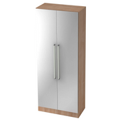 Schrank SIGNA G 7100 in Nussbaum-Optik mit silbernen Metallfronten und zwei Chromgriffen von hjh OFFICE PRO