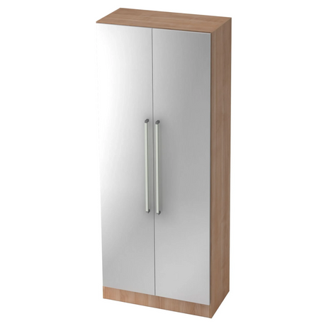 Schrank SIGNA G 7100 in Nussbaum-Optik mit silbernen Metallfronten und zwei Chromgriffen von hjh OFFICE PRO
