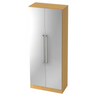Schrank SIGNA G 7100 in Buche und Silber mit zwei silbernen Metallfronten und Chromgriffen von hjh OFFICE PRO