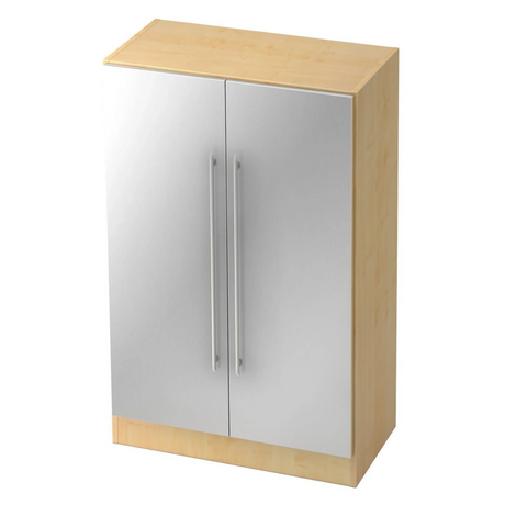 Schrank SIGNA G 7550 in Ahorn-Optik mit zwei silberfarbenen Fronten und Relinggriffen von hjh OFFICE PRO